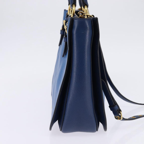 Miu Miu Hand Bag Leather 2way Blue Gold Auth 135323