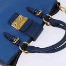Miu Miu Hand Bag Leather 2way Blue Gold Auth 135323-6