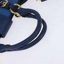 Miu Miu Hand Bag Leather 2way Blue Gold Auth 135323-7