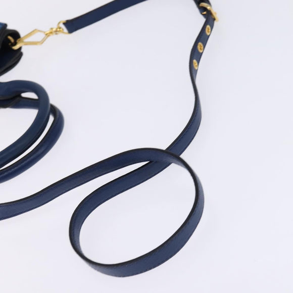 Miu Miu Hand Bag Leather 2way Blue Gold Auth 135323