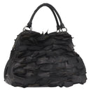 Miu Miu Hand Bag Leather Black Silver Auth 135325-1