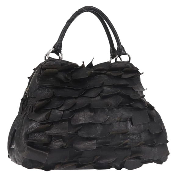 Miu Miu Hand Bag Leather Black Silver Auth 135325