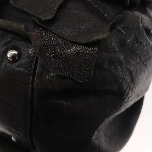 Miu Miu Hand Bag Leather Black Silver Auth 135325