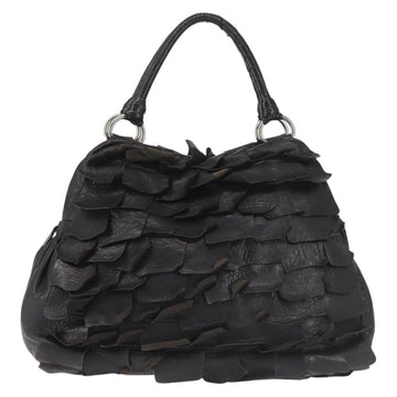 Miu Miu Hand Bag Leather Black Silver Auth 135325 - 0