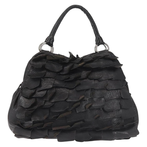 Miu Miu Hand Bag Leather Black Silver Auth 135325