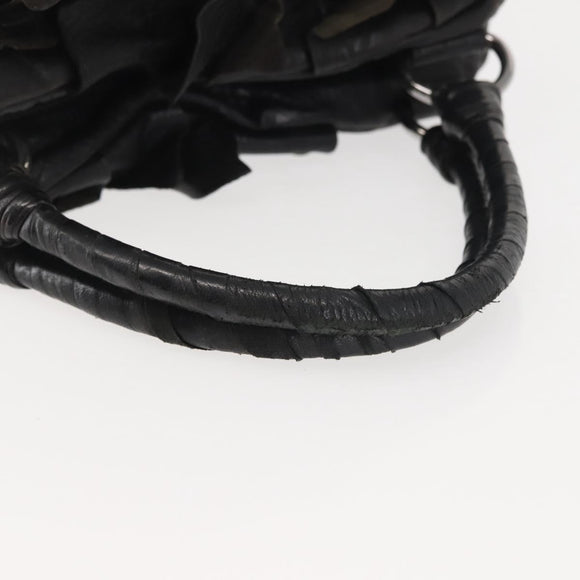 Miu Miu Hand Bag Leather Black Silver Auth 135325