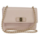 Salvatore Ferragamo Chain Shoulder Bag Leather Pink Gold Auth 135336-1