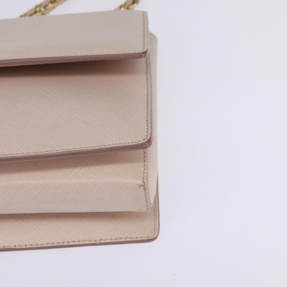 Salvatore Ferragamo Chain Shoulder Bag Leather Pink Gold Auth 135336
