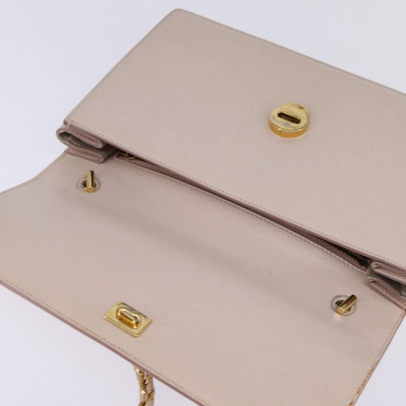 Salvatore Ferragamo Chain Shoulder Bag Leather Pink Gold Auth 135336