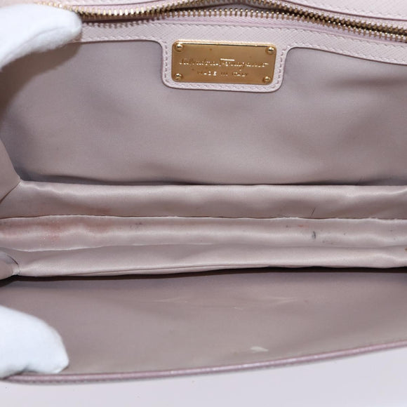 Salvatore Ferragamo Chain Shoulder Bag Leather Pink Gold Auth 135336