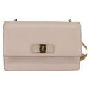 Salvatore Ferragamo Chain Shoulder Bag Leather Pink Gold Auth 135336-13