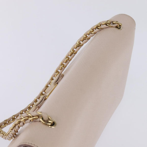 Salvatore Ferragamo Chain Shoulder Bag Leather Pink Gold Auth 135336