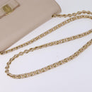 Salvatore Ferragamo Chain Shoulder Bag Leather Pink Gold Auth 135336-7