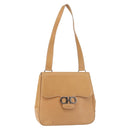 Salvatore Ferragamo Gancini Shoulder Bag Leather Brown Silver Auth 135337-1