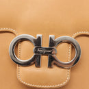 Salvatore Ferragamo Gancini Shoulder Bag Leather Brown Silver Auth 135337-18