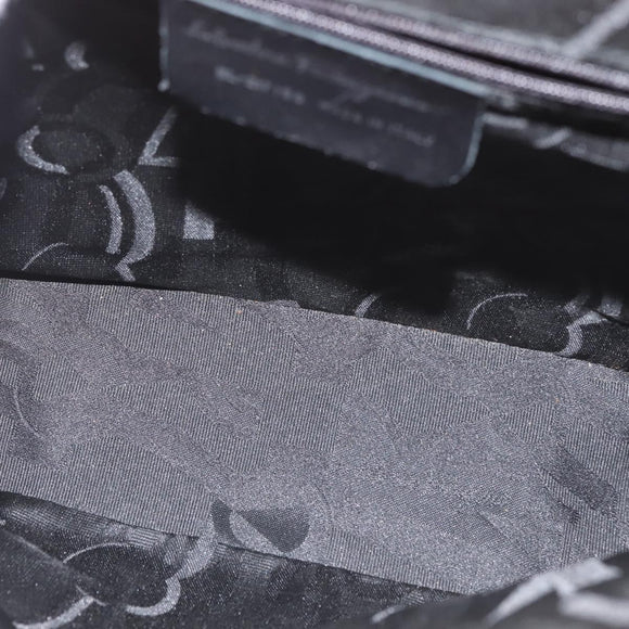 Salvatore Ferragamo Gancini Shoulder Bag Leather Brown Silver Auth 135337