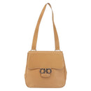 Salvatore Ferragamo Gancini Shoulder Bag Leather Brown Silver Auth 135337-13