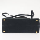 Salvatore Ferragamo Hand Bag Suede 2way Black Gold Auth 135339-11