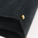 Salvatore Ferragamo Hand Bag Suede 2way Black Gold Auth 135339-12