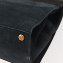 Salvatore Ferragamo Hand Bag Suede 2way Black Gold Auth 135339-15