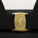 Salvatore Ferragamo Hand Bag Suede 2way Black Gold Auth 135339-16