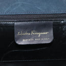 Salvatore Ferragamo Hand Bag Suede 2way Black Gold Auth 135339-17