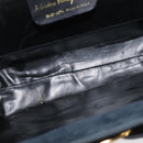 Salvatore Ferragamo Hand Bag Suede 2way Black Gold Auth 135339-19