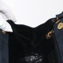 Salvatore Ferragamo Hand Bag Suede 2way Black Gold Auth 135339-21