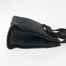 Salvatore Ferragamo Hand Bag Suede 2way Black Gold Auth 135339-4