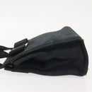 Salvatore Ferragamo Hand Bag Suede 2way Black Gold Auth 135339-5