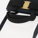 Salvatore Ferragamo Hand Bag Suede 2way Black Gold Auth 135339-7