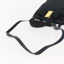 Salvatore Ferragamo Hand Bag Suede 2way Black Gold Auth 135339-9