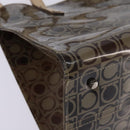 Salvatore Ferragamo Gancini Shoulder Bag Vinyl Brown Silver Auth 135345-10