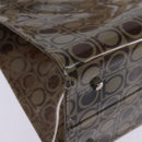 Salvatore Ferragamo Gancini Shoulder Bag Vinyl Brown Silver Auth 135345-12