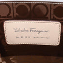 Salvatore Ferragamo Gancini Shoulder Bag Vinyl Brown Silver Auth 135345-15