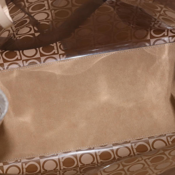 Salvatore Ferragamo Gancini Shoulder Bag Vinyl Brown Silver Auth 135345