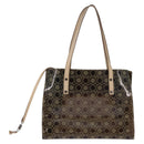 Salvatore Ferragamo Gancini Shoulder Bag Vinyl Brown Silver Auth 135345-2