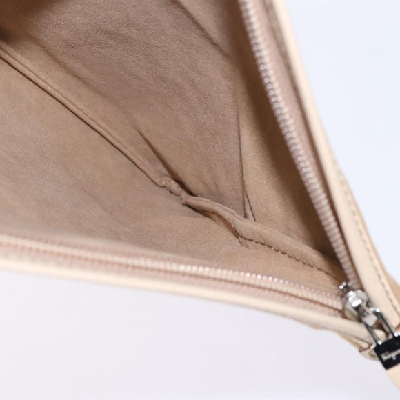 Salvatore Ferragamo Gancini Shoulder Bag Vinyl Brown Silver Auth 135345