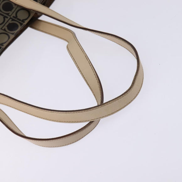 Salvatore Ferragamo Gancini Shoulder Bag Vinyl Brown Silver Auth 135345