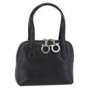 Salvatore Ferragamo Gancini Hand Bag Leather Black Silver Auth 135346-1