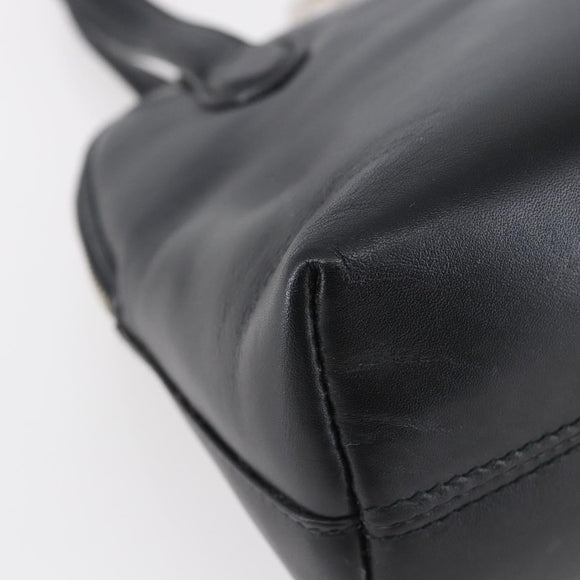 Salvatore Ferragamo Gancini Hand Bag Leather Black Silver Auth 135346