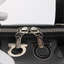 Salvatore Ferragamo Gancini Hand Bag Leather Black Silver Auth 135346-9
