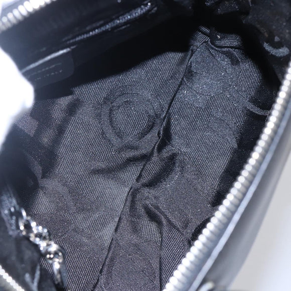 Salvatore Ferragamo Gancini Hand Bag Leather Black Silver Auth 135346