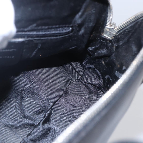 Salvatore Ferragamo Gancini Hand Bag Leather Black Silver Auth 135346