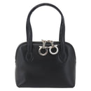 Salvatore Ferragamo Gancini Hand Bag Leather Black Silver Auth 135346-13