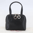 Salvatore Ferragamo Gancini Hand Bag Leather Black Silver Auth 135346-12