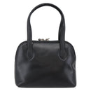 Salvatore Ferragamo Gancini Hand Bag Leather Black Silver Auth 135346-2