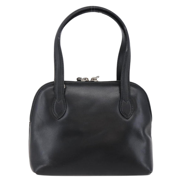 Salvatore Ferragamo Gancini Hand Bag Leather Black Silver Auth 135346