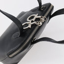 Salvatore Ferragamo Gancini Hand Bag Leather Black Silver Auth 135346-6