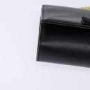 Salvatore Ferragamo Chain Shoulder Bag Leather Black Gold Auth 135347-10